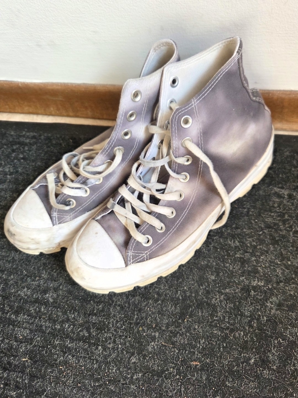 Converse All Star Platform Canvas Sneakers in Grey/ White